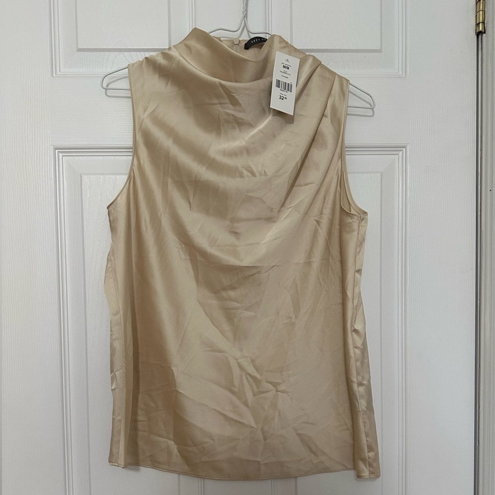 Suzy Shier Cream Satin Tank Top